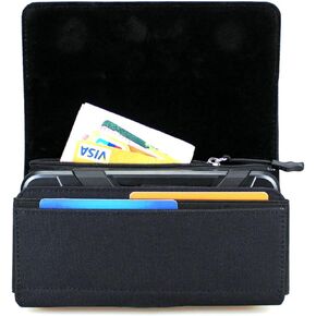 Nylon Belt Clip Holster for iPhone 15 14 13 12 11 Pro Max Series, Phone Holder Belt Pouch with Zipper Wallet Case Card Slots for iPhone 15 14 8 7 6s 6 Plus Series, iPhone Xs Max, Black