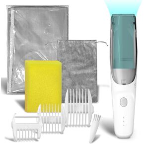 JADE KIT Baby Hair Clippers with Vacuum - 3 Guide Combs - Rechargeable Hair Clippers for Kids Home DIY Quiet Hair Clippers for Kids/Baby Hair Trimmer, White
