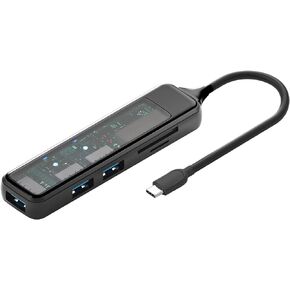 USB C Hub Multiport Adapter, USB C to USB Docking Station, Type C Hub with Visible Panel with USB 3.0, SD and TF Card Reader for Camera, Mac, PCs, – Portable Multi USB Port & Computer (Type-C)