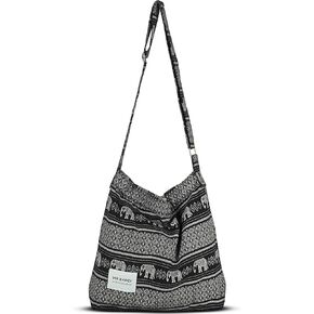 Your Cozy Women's Retro Large Size Cotton Shoulder Bag Hobo Crossbody Handbag Casual Tote For Shopping and Travel in Kuwait