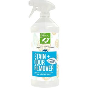 Only Natural Pet Enzyme Powered Stain & Odor Eliminator - Professional Pet Urine Pee Cleaner Deodorizer for Cats - Hardwood Floors Carpets Upholstery - Fresh Mandarin Orange & Green Tea Scent 32Floz
