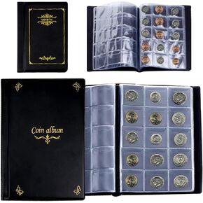 2 Packs High Capacity Coin Holders for Collectors,150 Pockets Large Coin Holder for Half Dollar,Quarter 120 Pockets Coin Collector for Penny Nickel Dime,Perfect Coin Collection Kit,270 Pockets Totally
