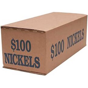 Nickel Coin Holder Box - Pack and Ship Coin Storage Box - Package of 50 - Blue and Brown - Holds 50 Rolls of Wrapped Coin - $100 Capacity