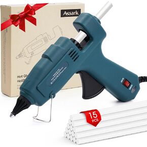 Full Size Hot Glue Gun, 60/100W Dual Power Fireproof Glue Gun with 15 Pcs Premium Glue Sticks (7/16"), Fast Preheating,Hot Glue Gun Kit for Crafting, Arts, DIY and Quick Home Repairs (Blue)