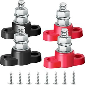 5/16" Single Stud Battery Junction Posts Adapter Heavy-Duty Stainless Steel 12V Power Distribution Block Kit Power&Ground Battery Distribution Block Battery Terminal Post Adapter- 2 Pairs