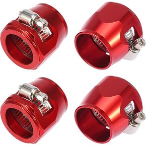 X AUTOHAUX 4pcs AN12 Hex Red Car Hose Finisher Flexible Rubber Pipe Clamp with Screw Band Adapter Fitting for Oil Fuel Water Tube