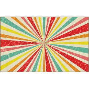 Flagship Carpets Schoolgirl Style Vintage Circus Starburst Classroom Area Rug for Indoor Classroom Learning or Kid Bedroom Educational Play Mat, 7'6"x12'