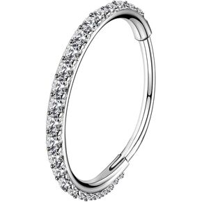 OUFER 20G Nose Rings Hoops, 316L Surgical Steel Nose Piercings, Clear CZ Nose Piercing Jewelry, Helix Tragus Caritlage Earrings, Nose Rings for Women