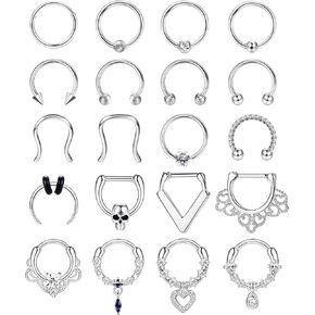 SAILIMUE 20 جهاز كمبيوتر شخصى 16G حلقات الحاجز للنساء الرجال هيبوالرجينيك الجراحية الصلب استرخى الفرس الأنف خواتم هوب تشيكوسلوفاكيا حدوة الحصان الشفاه خواتم اللولب Daith الغضروف ثقب الحاجز المجوهرات in Kuwait