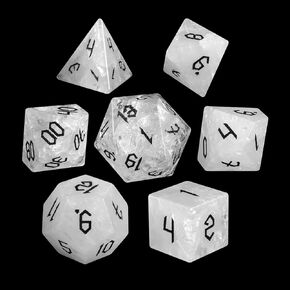 LUCKY-M Polyhedral Crystal Dice DND Set, 7PCS Gemstone Dice for Dungeons and Dragon, Stone Dice D&D with Case for Tabletop Game RPG MTG Easter Gifts for Him