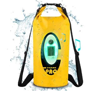 Solar Dry Bag Backpack 10L,Built-in Bluetooth Speaker & LED(4 Lighting Modes),Solar or USB Rechargeable,IP66 Waterproof Floating