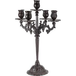 OwnMy 5 Arms Cast Iron Candlestick Holder Vintage Taper Candle Holder Large Candelabra Heavy Duty, 5-Arms Cast Iron Candelabra Antique Taper Candle Stand Elegant Candle Centerpieces for Dining Table