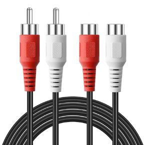 2 RCA to 2RCA Extension Cable 2-Pack, 6.6 ft RCA Cable 2 Male to 2 Female, 2RCA Stereo Audio Extender Cable for Speaker, Amplifier, Mixer, TV