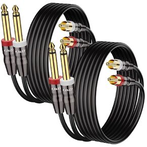 J&D 2 RCA M/F Stereo Audio Cable, 2-Pack Copper Shell Gold-Plated 2 RCA Extension Cable Male to Female Stereo Audio Extender Cord Adapter, 6 Feet