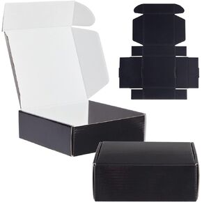 Stockroom Plus 25-Pack Corrugated Packaging Boxes for Shipping, Cardboard Mailers for Small Business, Boutiques, Mailing Gifts, Gift Boxes for Wedding Reception, Bridal Shower (Black, 6x6x2 in)