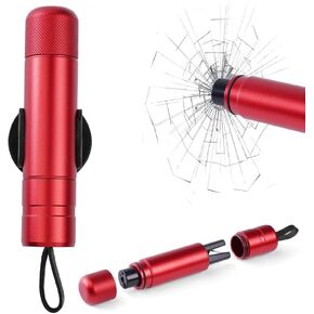 2 in 1 Car Safety Hammer Emergency Escape Tool, one-Second Window Breaker and seat Belt Cutter, car Underwater Safety Hammer, Glass Breaker, Life-Saving Emergency Tool(red)