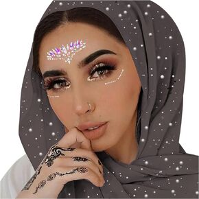 RARITYUS Women Head Wraps with Glitter Rhinestone Pearls Fashion Shawls Hijab Muslim Head Long Scarf Wrap Scarves