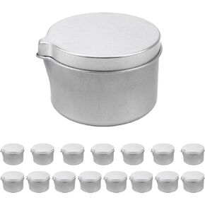 علب شموع جيساتيس 16 قطعة من برطمانات الشموع المعدنية لصنع الشموع، حاوية شموع فارغة مع غطاء، فضي in Kuwait