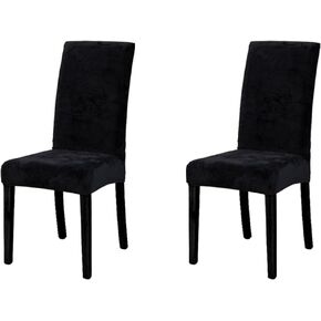 Set of 4 Chair Covers for Dining Room Soft Thick Velvet Stretch Parsons Chair Slipcovers Home Farmhouse Decor Washable Removable Chair Protector for Banquet Hotel Ceremony (4, Dark Green)
