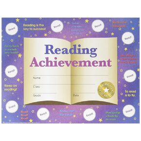 HAYES SCHOOL PUBLISHING Reading Achievement Stick-to-It Reward Certificate, 8-1/2 X 11 in Multi