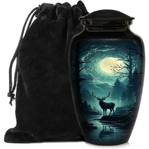 Cremation Urns for Human Ashes - Decorative Men Urn for Adults Ashes - Handcrafted Large Urns with Black Velvet Bag - Large Funeral Memorial Urn for Men, Women, 200Cu/In