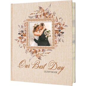 Vienrose Wedding Guest Book Polaroid Guest Book Photo GuestBook Sign in book Personalized Linen Cover 120 Pages Hardcover with Lined, Alternative Baby Shower, Party, Birthday (10" x 8" Traditional)