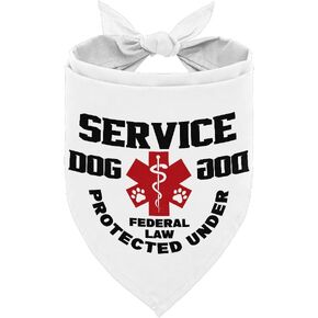 Dog Bandana, Service Dog Triangle Dog Bandana, Service Dog Tag with Federal Protection and Medical Alert Symbol Pet ID Tags, Dog Scarf Printing, Dog Bandana Pet Scarf, Pet Scarf Accessories (J17)