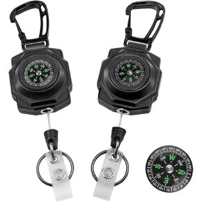 bolimoss American Flag Retractable Keychain,2 Pack Heavy Duty Badge Reels Retractable, Tactical ID Badge Holder with Zinc Alloy Carabiner, 32'' Coated Steel Cord, Key Ring,10 oz (Blue,Red) in Kuwait