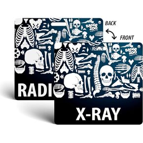 X-Ray/Radiology Badge Buddy - Black - Skeleton Themed - Radiology Horizontal Badge Id Card - by BadgeZoo