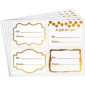 Name Tag Gold Foil Holiday Present Stickers to and from Labels for Christmas Party Wedding Birthday Valentines's Day Present Supplies,3x2 inches,80 Pcs Per Pack