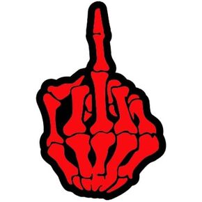 Decals RED Skull Skeleton Bone Middle Finger Funny Off Car Decal Sticker | Cars Trucks Vans Walls Laptop | Symbol Window Motorcycle Chopper Scrapbook Laptop Door Helmet Luggage Tumbler