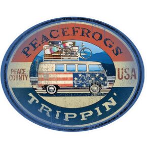 Enjoy It Peace Frogs Packed Bus Peace Frogs Car Sticker, Outdoor Rated Vinyl Sticker Decal for Windows, Bumpers, Laptops or Crafts