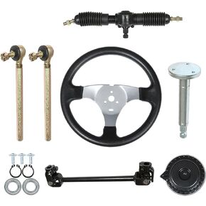 WFLNHB Steering Wheel Steel Kit Gear Rack Pinion Adjustable Shaft Set Replacement for 110cc Go Kart