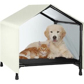 Indoor Outdoor Dog House | Elevated Dog Bed with Canopy for Small Medium Dogs Cats, Outside Raised Dog Bed, Waterproof & Sunproof Shade Shelter Tent(24" x 24")