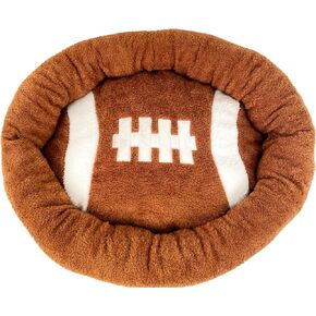 TONBO Soft Plush Small Cute and Cozy Football Dog Cat Bed, Washer and Dryer Friendly (Football)