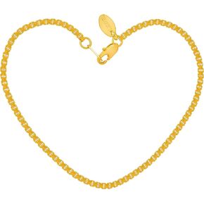 LIFETIME JEWELRY Womens Gold Anklet 2.3mm Box Chain Ankle Bracelet 24k Real Gold Plated