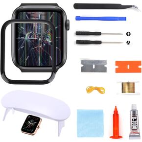 Watch SE 44MM Screen Replacement, Front Outer Glass Lens Repair Kit, Compatible with Apple Watch 4/5/6/SE (No LCD Screen & Touch Digitizer)
