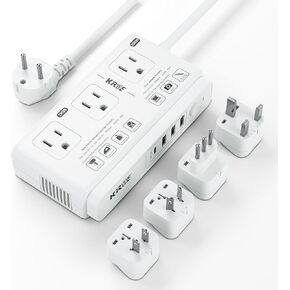 220v to 110v Voltage Converter Adapter: Universal US to Europe Travel Power Strip Plug Transformer - 2000W Electric Hair Dryer Outlet Converters for US European UK EU Italy