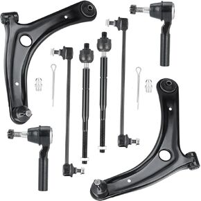 Front Lower Control Arm with Ball Joint Assembly + Sway Stabilizer Bar End Link + Outer Inner Tie Rod End Suspension Kit for 2009-2012 Dodge Caliber,2007-2017 Jeep Compass Patriot 8 pcs Set