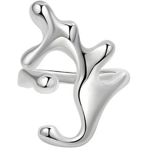 Sterling Silver Adjustable Rings for Women Handmade 925 Spoon Ring Band Thumb Ring Minimalist Statement Rings
