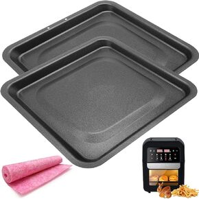 2PCS Air Fryer Drip Tray for Instant Vortex Plus Air fryers, Premium Rectangular Nonstick Oil Drip Pan for Instant Vortex Pro Innsky Chefman PowerXL and More Air Fryers, Dishwasher Safe