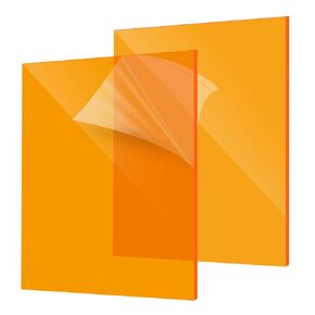 Orange Acrylic Sheet 12" x 16", 2 Pack FFGODO Glossy Translucent Colored Cast Plexiglass Sheets 1/8 Inch Thick for DIY Display Projects, Handcraft, Painting, Signage, Easy to Laser Cutting & Engraving