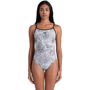 ARENA Performance White Floral Women's Sports Swimsuit Lace Back One Piece MaxLife Athletic Training Ladies Bathing Suit