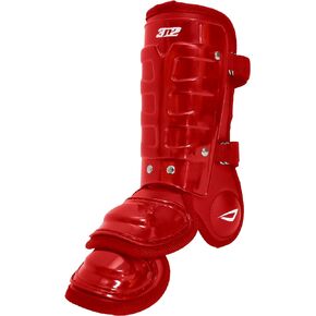 3N2 Batters Pro Clutch Leg Guard for Baseball or Fastpitch Softball, Fully Adjustable Shin, Ankle and Foot Protection, Quick-Release Buckles - Left Leg - Red
