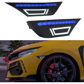 Front Side Marker LED Turn Signals Lights for Honda Civic 2016-2021 10th Gen Coupe Sedan Hatchback All Models Carrera 911 Style Smoked Lens