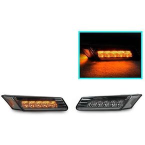USR 05-11 911 997 Sidemarker Lamp - LED Euro Clear Front Bumper Side Marker Light Assembly Set (Left + Right) Compatible with 2005-2011 Porsche 911 Carrera 997 (Amber LED, Clear Lens)