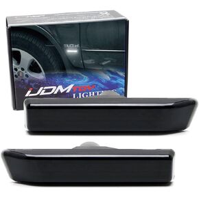 iJDMTOY Smoked Lens 20-SMD Xenon White LED Front Fender Side Marker Light Assembly Compatible With BMW E36 3 Series, E53 X5, Replace OEM Incandescent Sidemarker Lamps