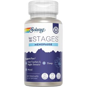 Solaray Menopause her Life Stages - Menopause Supplements for Women - Supports Mood, Sleep, Hot Flashes, Night Sweats - Vegan, Gluten Free - 60-Day Guarantee - 30 Servings, 60 VegCaps