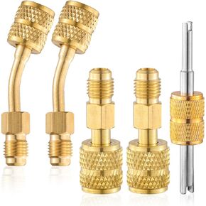 R410A Mini Split Adapters, R410A Adapter Kit, R410A Charging Vacuum Port Connector with 5/16" Female to 1/4" Male, R410A Vacuum Pump Adapters for HVAC Refrigerant System