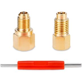 R12 R22 to R134a Adapters kit, R134A Refrigerant Tank, Vacuum Pump Port Conversion Retrofit Kit, Adapters 1/4''Flare Female x 1/2'' Male, with 1 Valve Core Remover